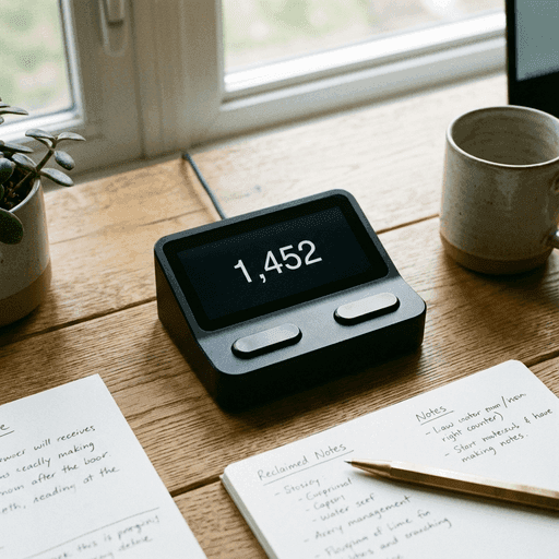 صورة بطل عالية الجودة لجهاز عداد النقر الرقمي المينياليستي.